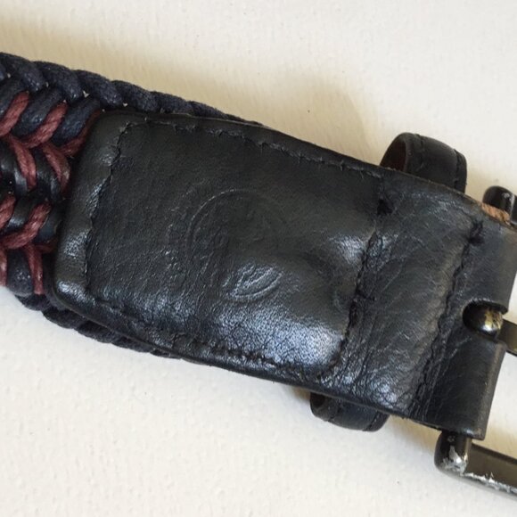 Torino Blue Mauve Woven Braided Rayon Elastic Stretch Leather Belt Size 42 - Picture 4 of 7